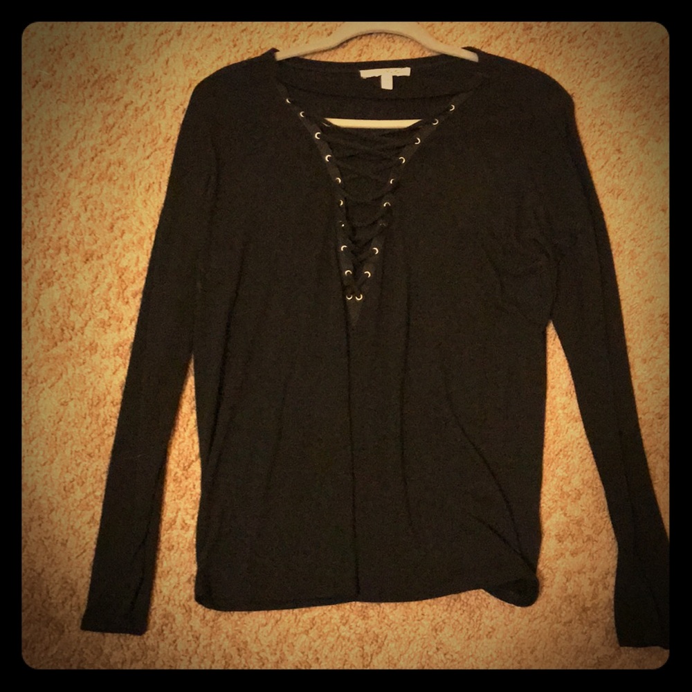 Express Lace-Up Front Long Sleeve Size S